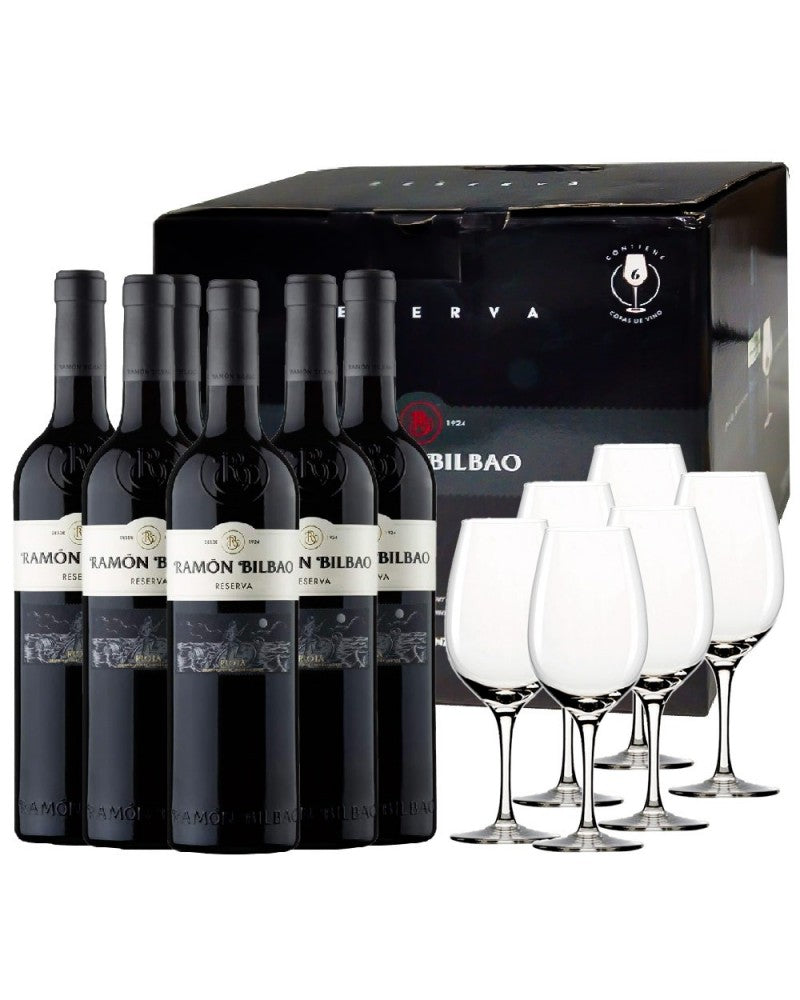 6 Botellas Ramon Bilbao Reserva + Regalo 6 Copas Exclusivas