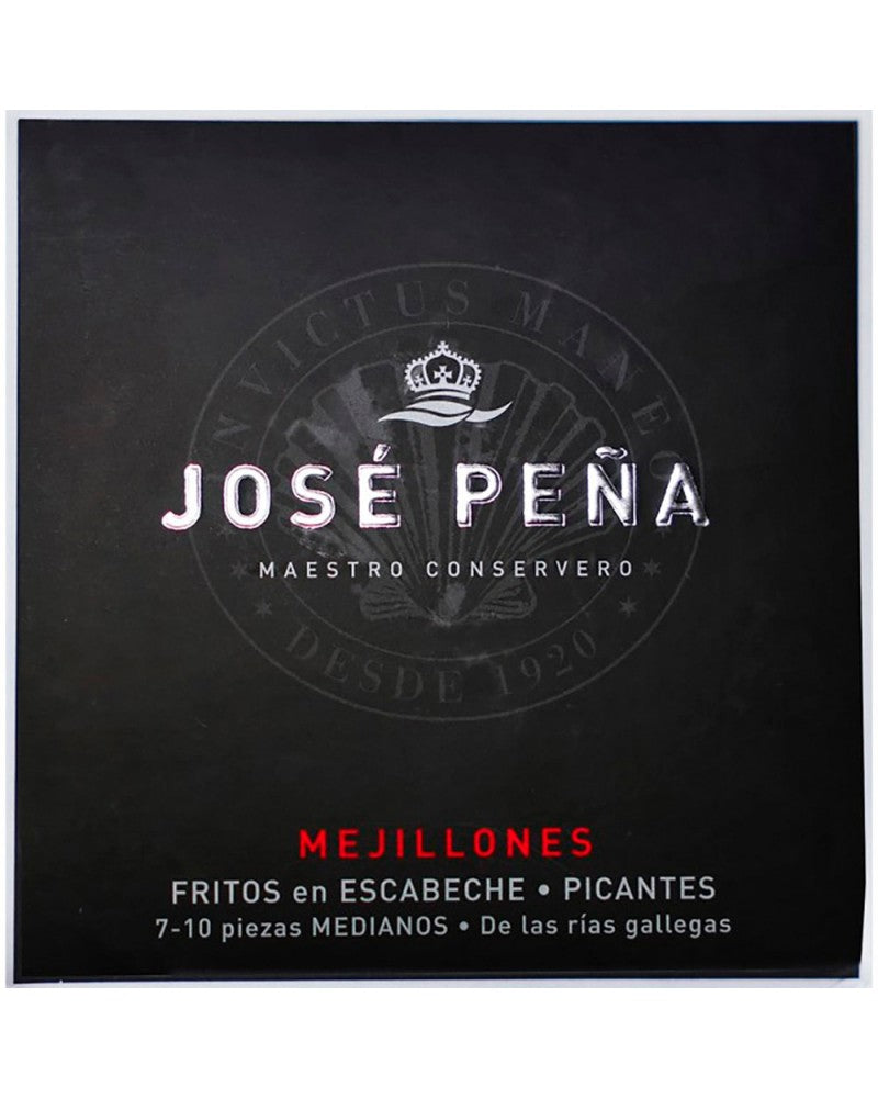 Mejillones Jose Peña Fritos Escabeche 7/10 Medianos Picantes Premium 110gr