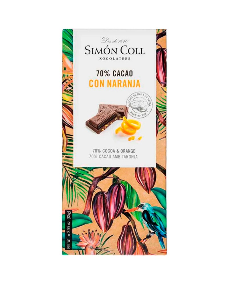 Tableta 70% Cacao Con Naranja Simon Coll. 85GR