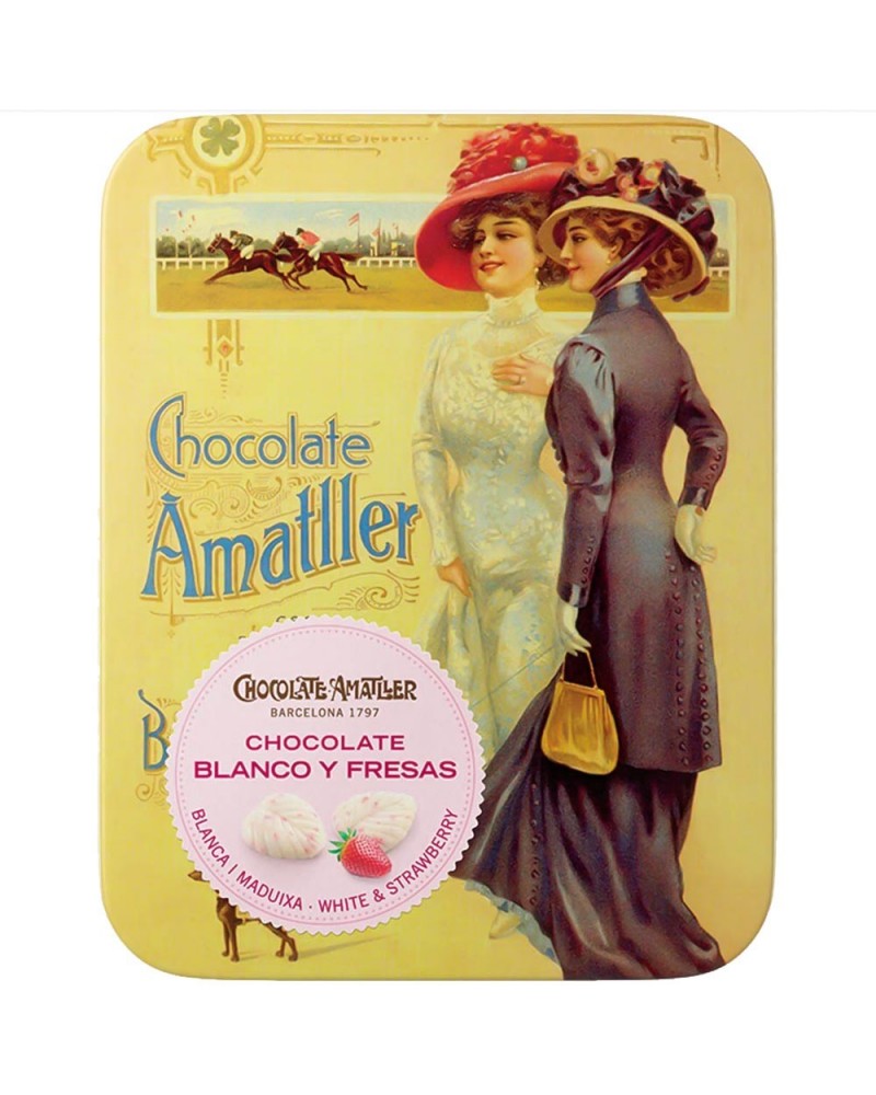 Amatller Hojas de Chocolate Blanco y Fresa 72gr.