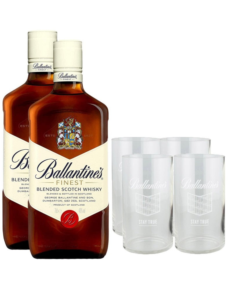 Estuche 2 Ballantine's + 4 Vasos