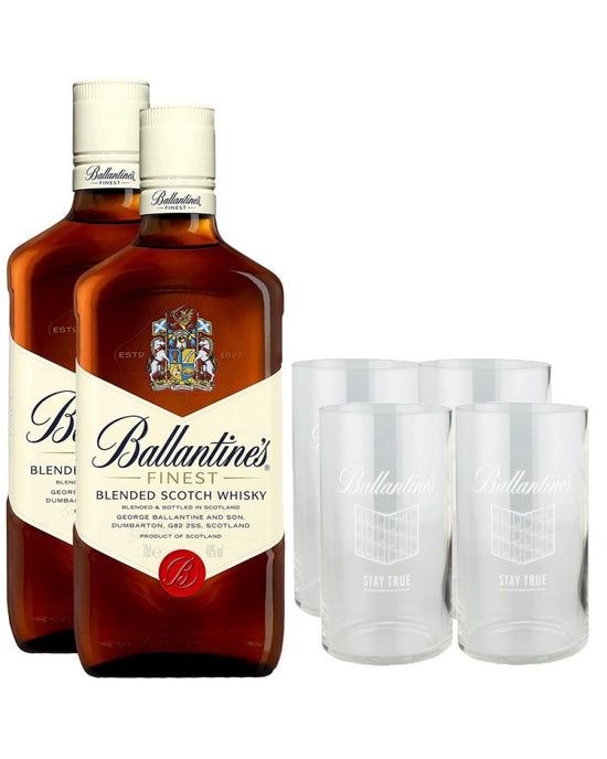 Estuche 2 Ballantine's + 4 Vasos