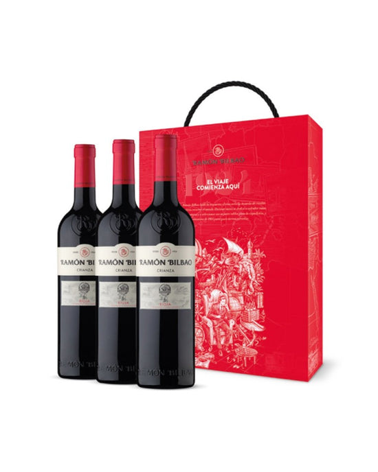 Estuche 3 botellas Ramón Bilbao crianza 2019