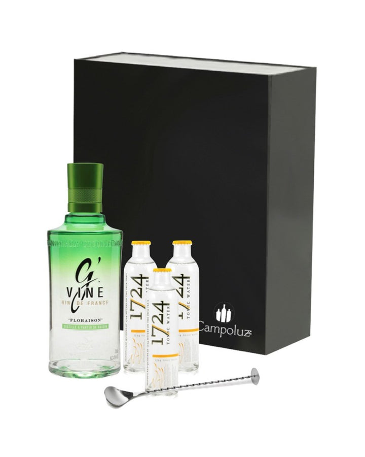 Estuche Gin Premium Gvine + Tonica Seventeen + Cucharilla Cocteleria