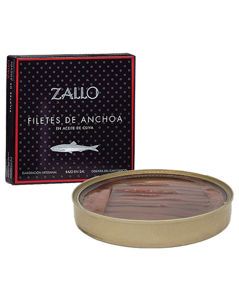 Filetes De Anchoa Del Cantabrico Zallo En Aceite De Oliva Serie Negra 26 Unidades 85gr.