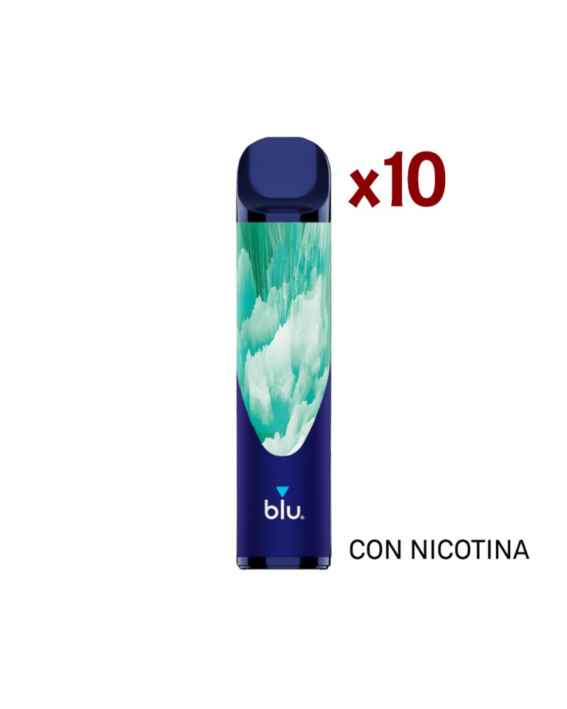 Pack 10 Blu Bar Vaper Desechable - Menta Con Nicotina 600 Caladas