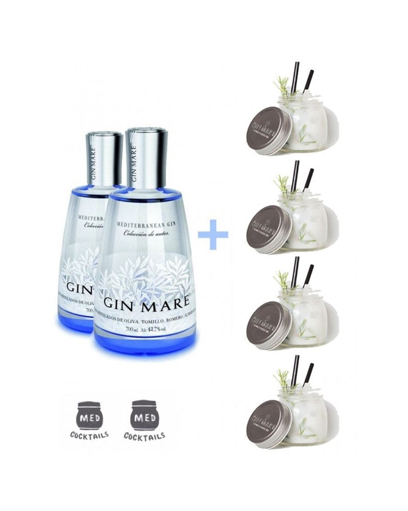 Pack 2 Botellas Gin Mare + 4 Tarros Med Cocktails