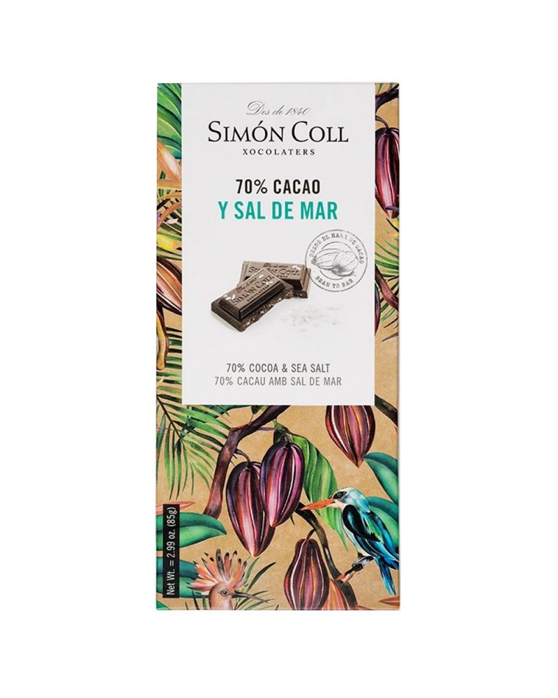 Tableta de Chocolate Simon Coll 70% cacao con sal de mar 85g