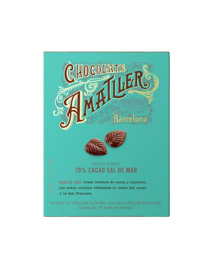 Únicos Hojas Chocolate 70% con Sal de Mar 60g Amatller