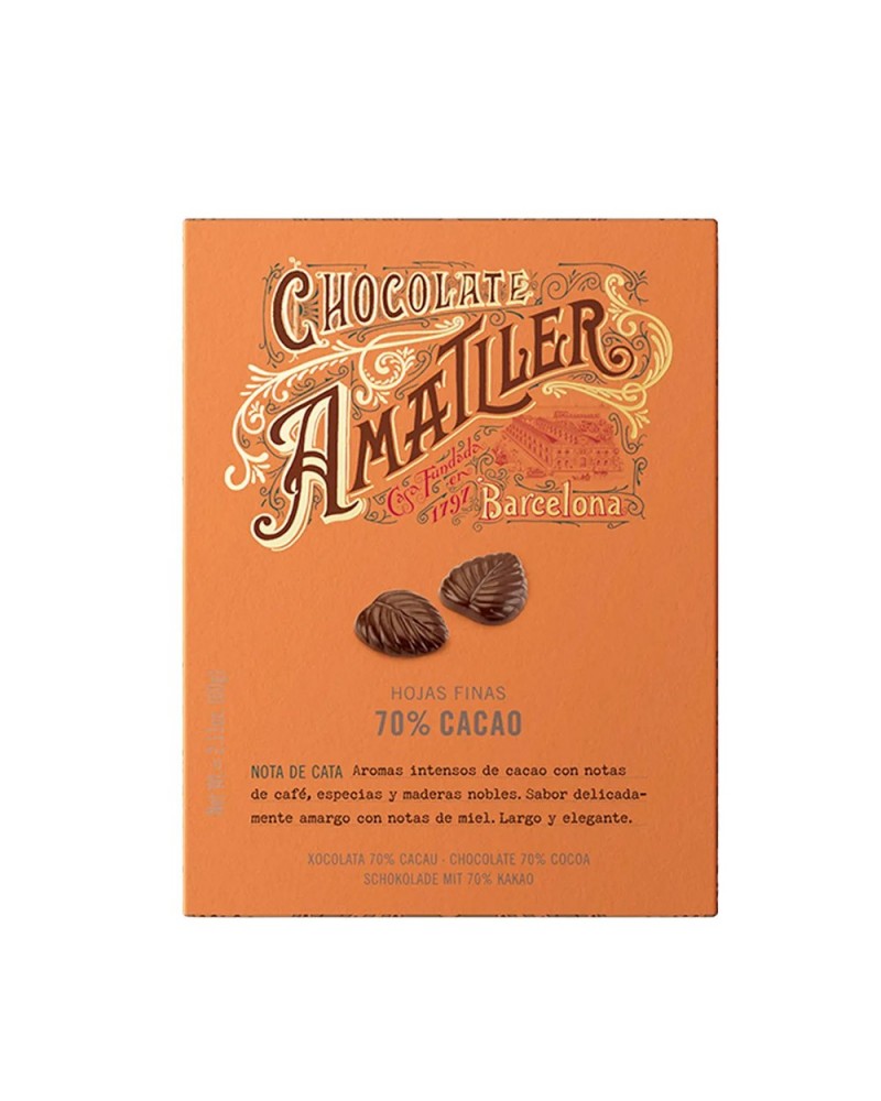 Únicos Hojas de chocolate 70% 60gr. Amatller